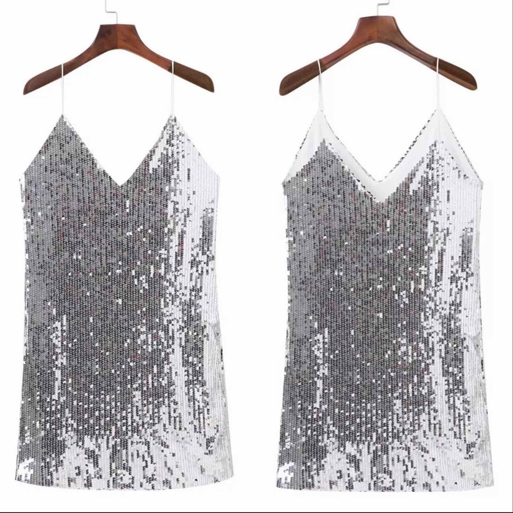 PARTY SEQUINS SLIP MINI DRESS - Picture 8 of 8